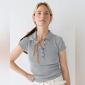 Jcrew, Short-sleeve henley polo in striped vintage rib, size M, Navy